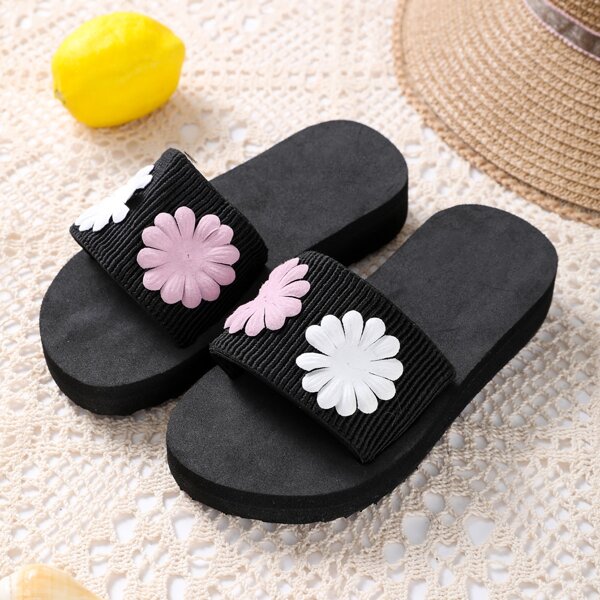 

Girls Floral Appliques Slides, Multicolor