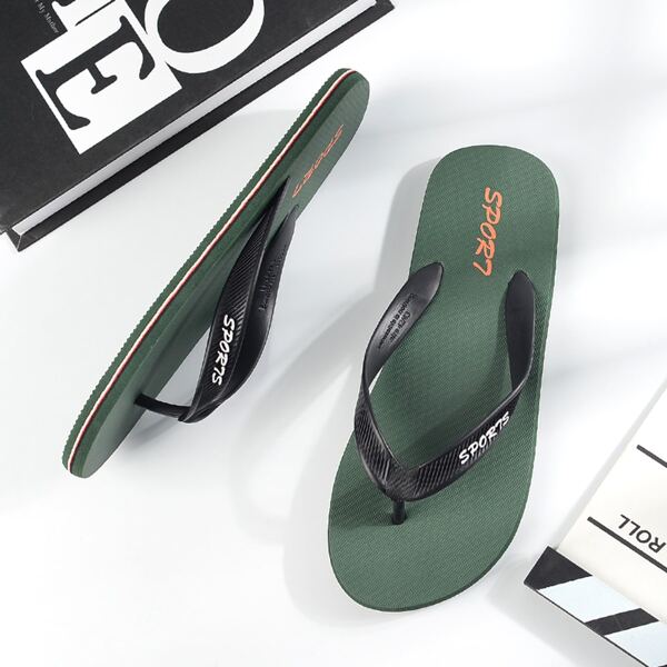 

Men Letter Graphic Flip Flops, Black