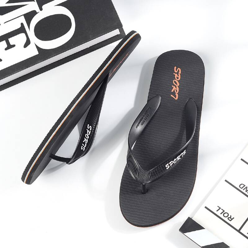 

Guys Letter Graphic Flip Flops, Black