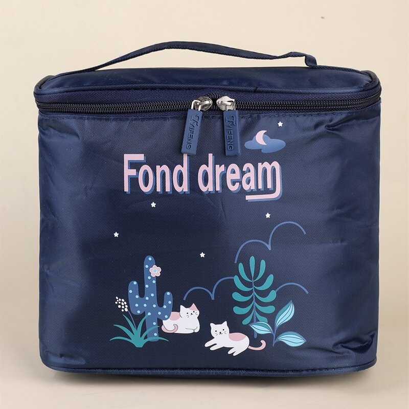 

Cartoon Graphic Square Makeup Bag, Navy blue