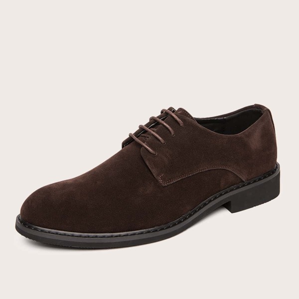

Men Minimalist Lace-up Front Dress Shoes, Chocolate brown