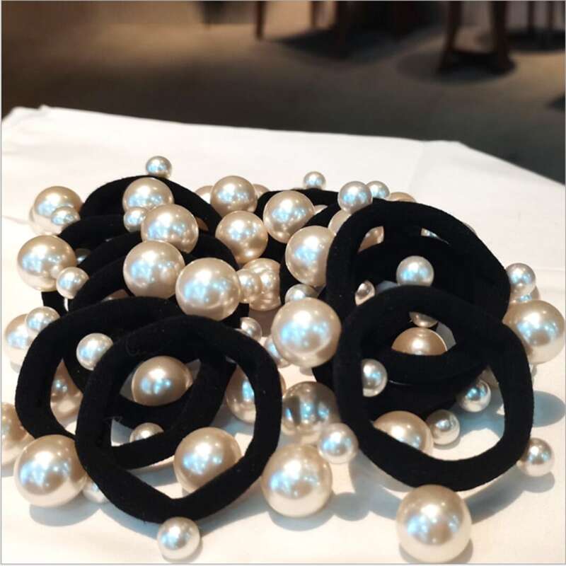 

3pcs Faux Pearl Hair Tie, Apricot