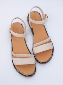 露趾踝帶涼鞋 - 米色 - 查看 6