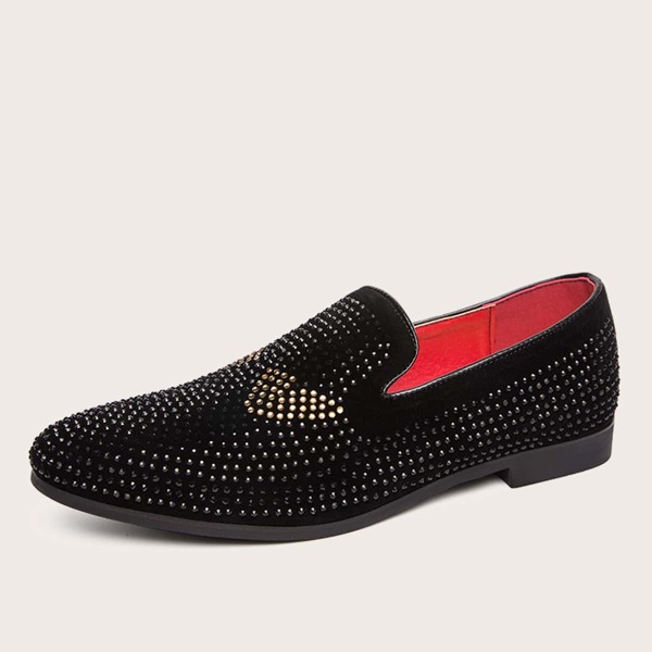 

Men Studded Decor Loafers, Black