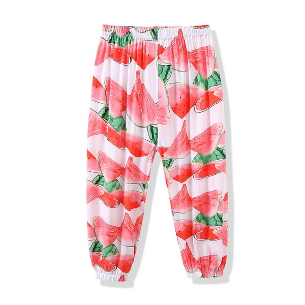 

Girls Allover Watermelon Print Tapered Pants, Multicolor