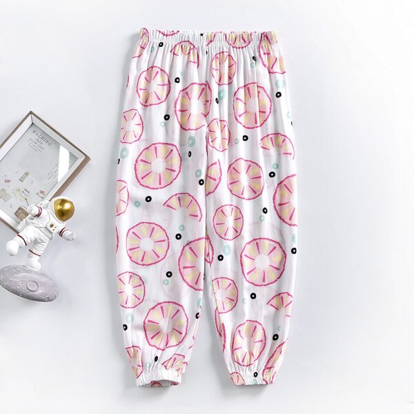 

Girls Allover Fruits Print Tapered Pants, Multicolor