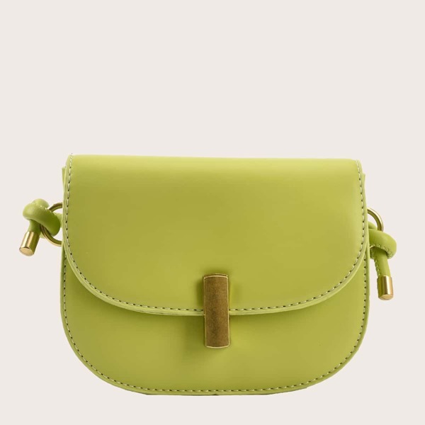 

Minimalist Metal Lock Crossbody Bag, Green