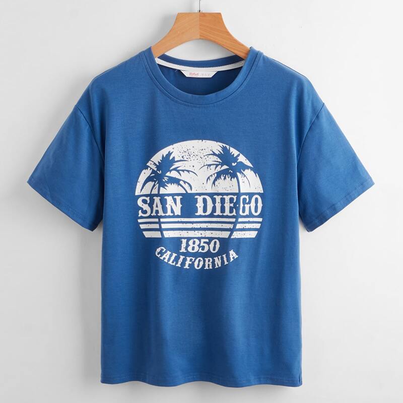 

Letter Coconut Tree Graphic Tee, Blue