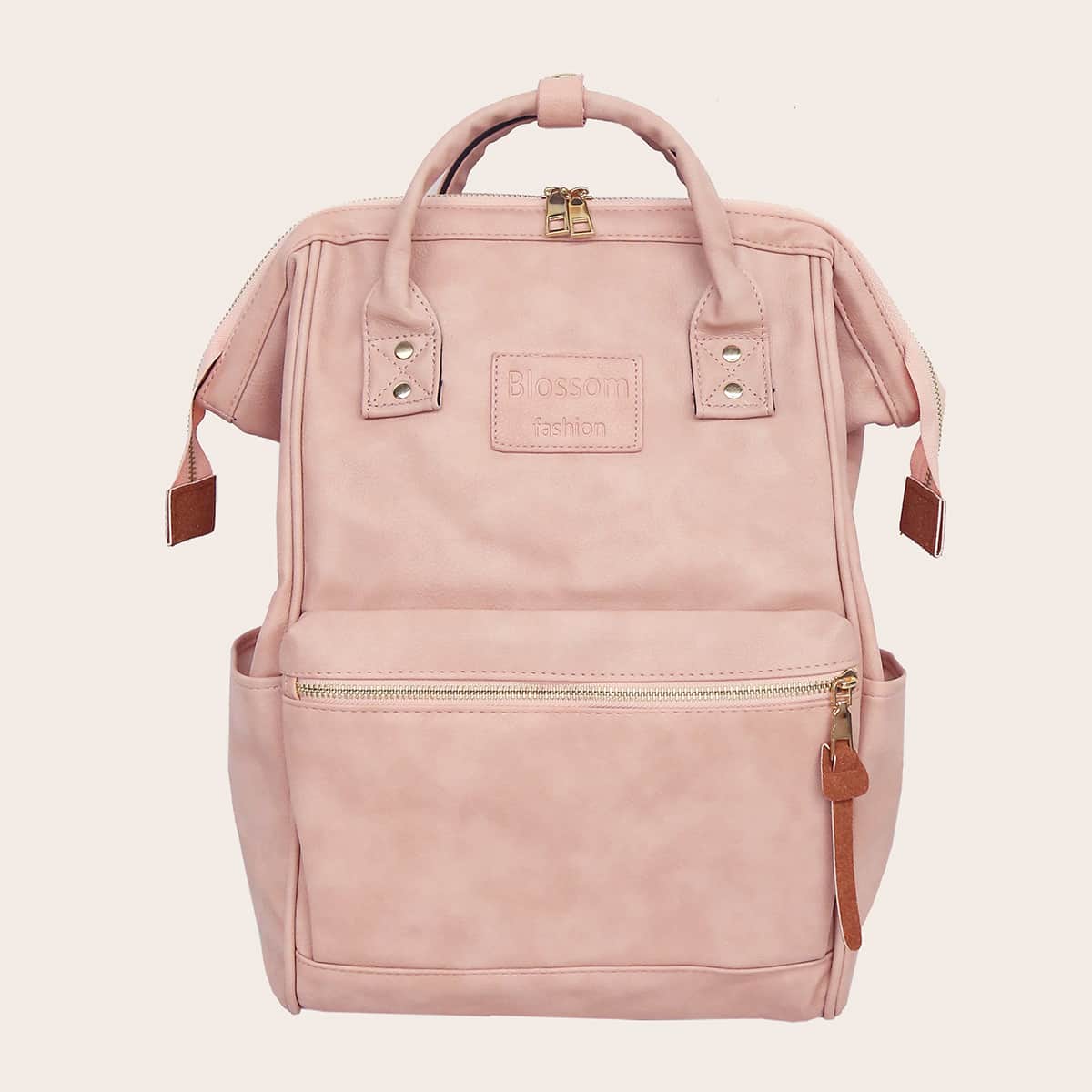 

Large Capacity Pocket Front Backpack, Pink