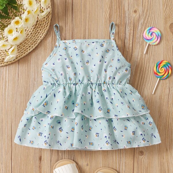 

Baby Girl Ditsy Floral Layered Cami Top, Mint green