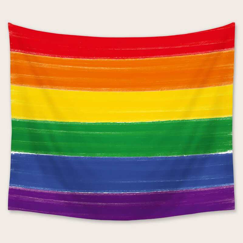 

Rainbow Stripe Print Tapestry, Multicolor