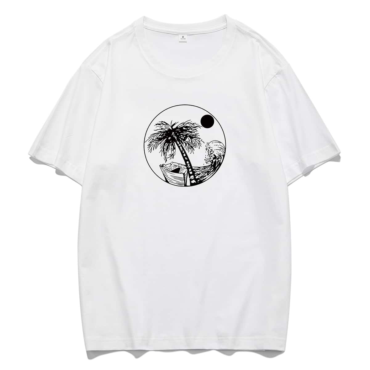 

Guys Coconut Tree & Wave Graphic Tee, White