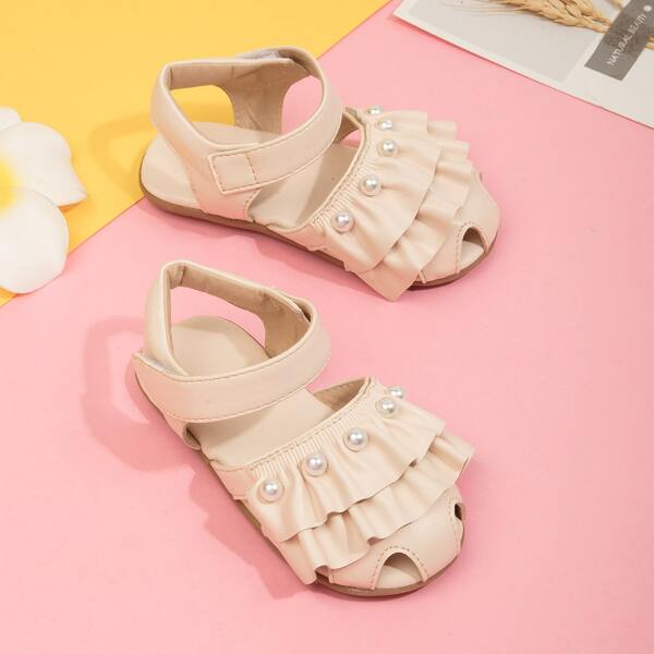 

Toddler Girls Faux Pearl Decor Strappy Sandals, Apricot