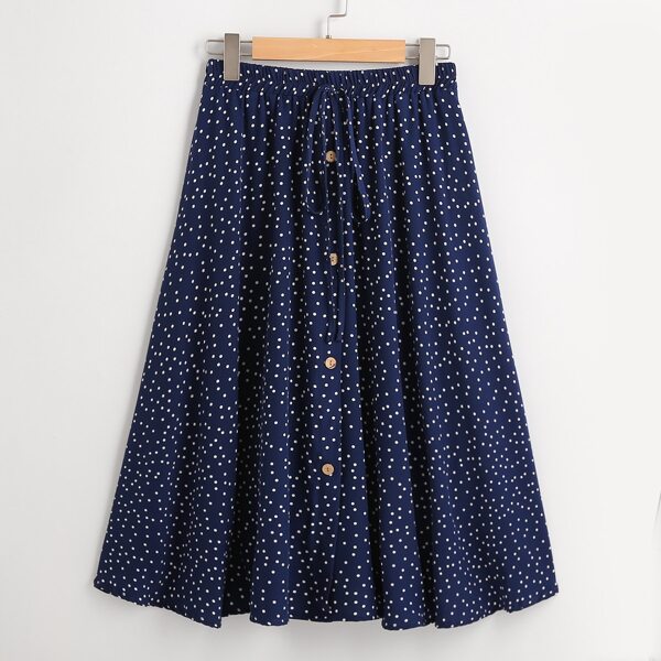 

Plus Polka Dot Knot Flare Skirt, Navy blue