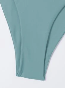 Plain Cut-Out Bikini For Summer Beach Vacation - Cadet Blue - View 6