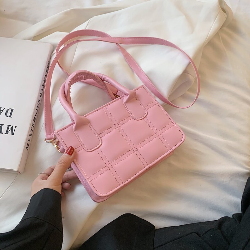 

Quilted Satchel Bag, Pink