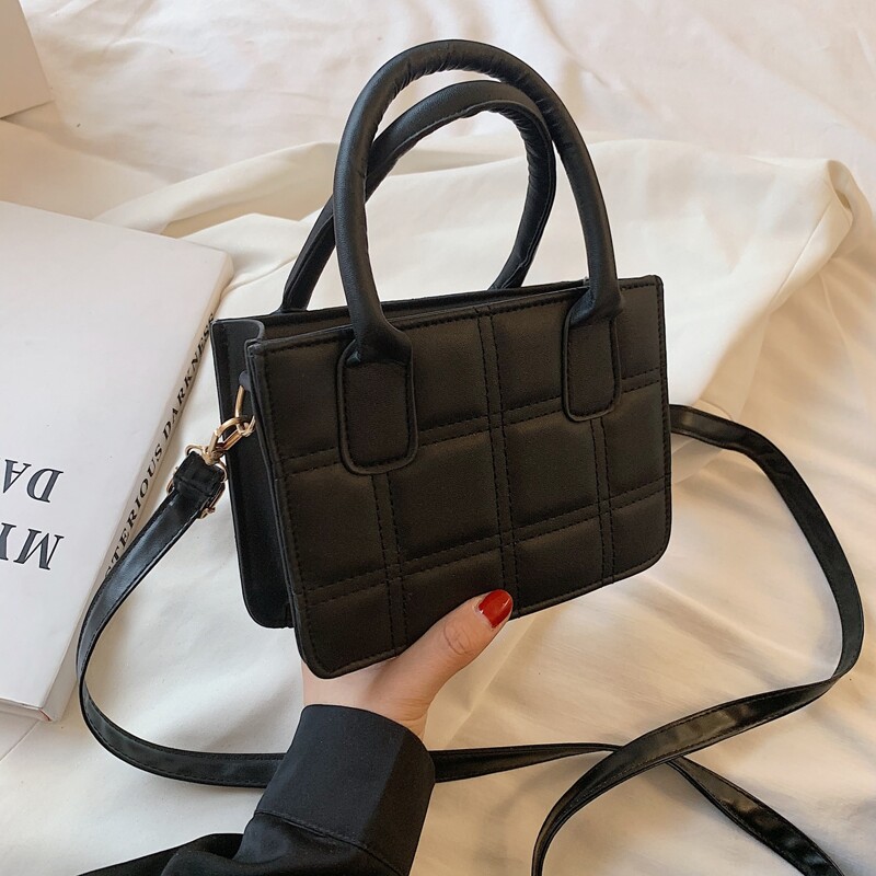 

Quilted Satchel Bag, Black