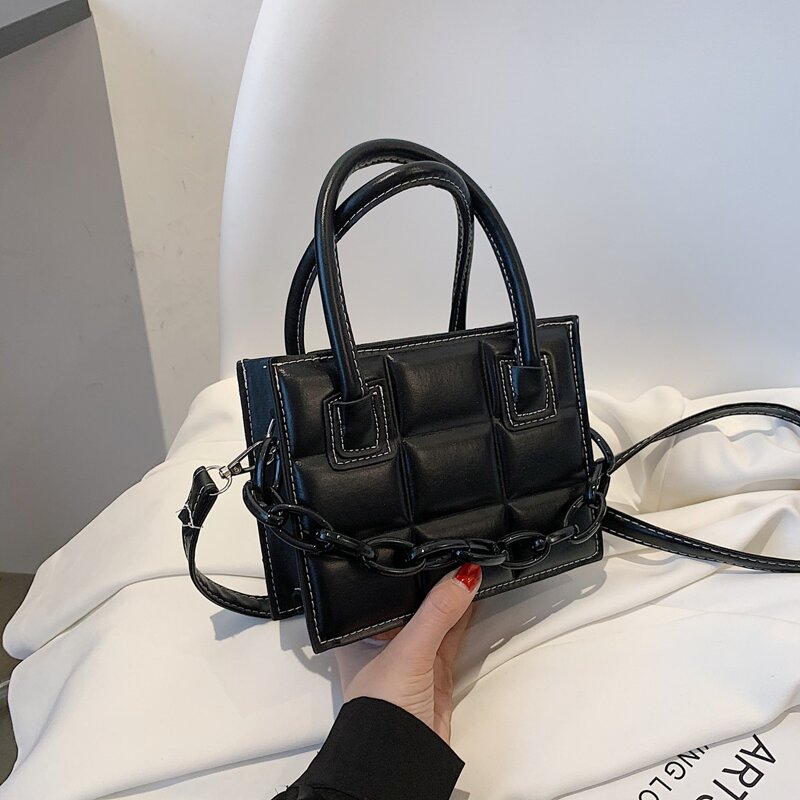 

Chain Decor Satchel Bag, Black