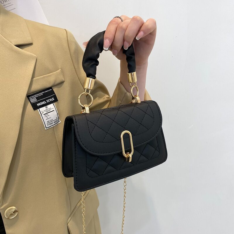 

Quilted Satchel Bag, Black