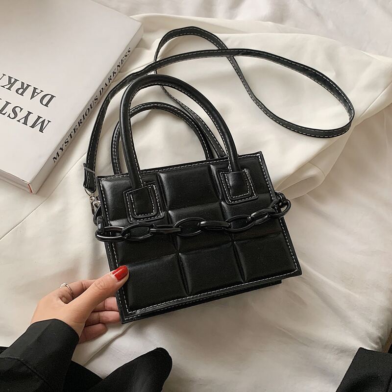 

Chain Decor Satchel Bag, Black
