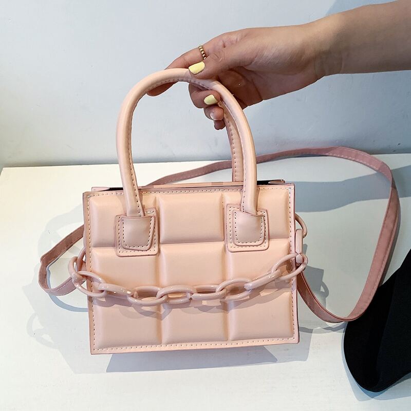 

Chain Decor Satchel Bag, Pink
