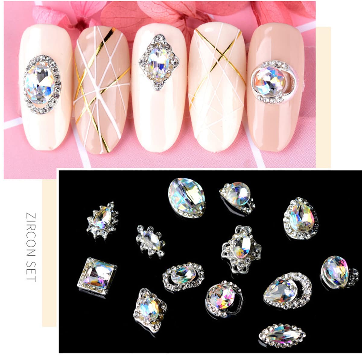 

12pcs Rhinestone Nail Art Decoration, Multicolor