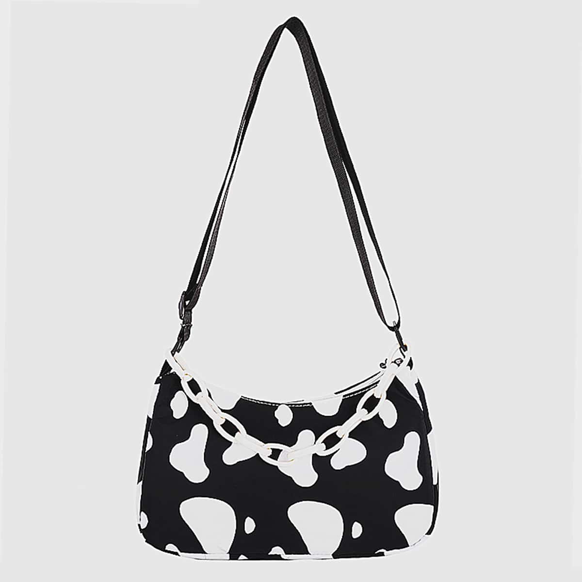 

Cow Print Bag, Black and white