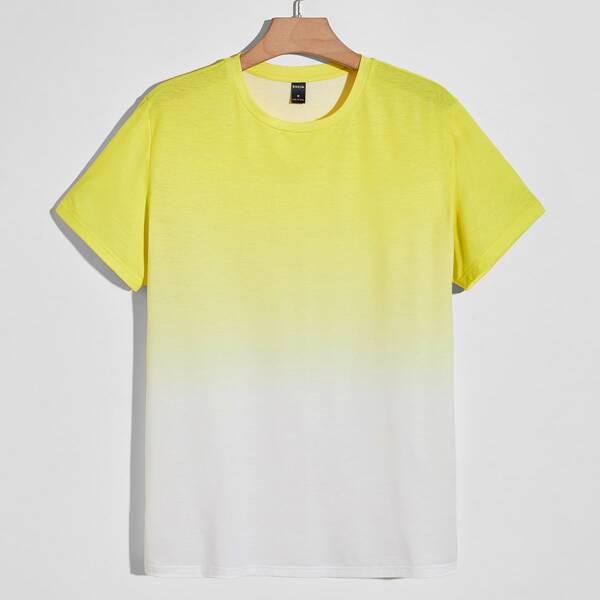 

Men Ombre Round Neck Tee, Yellow