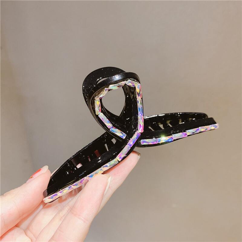

1pc Rhinestone Decor Hair Claw, Black