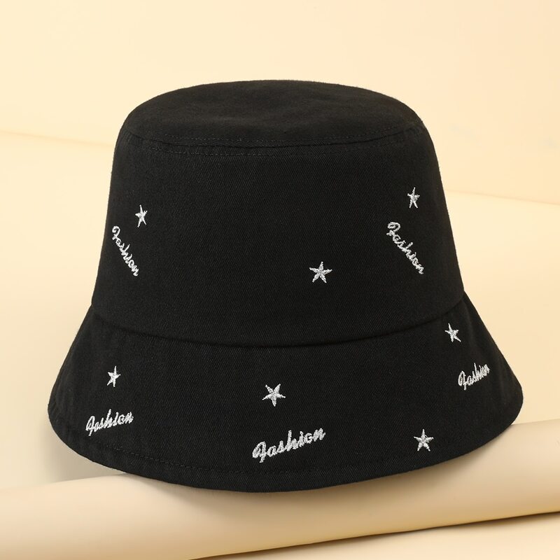 

Star Embroidery Bucket Hat, Black
