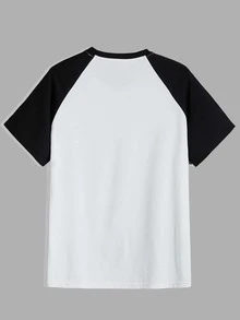 Manfinity Hombres Camiseta con estampado de figura de manga raglán - Blanco - Ver 2