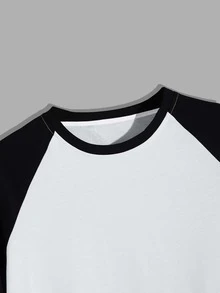 Manfinity Hombres Camiseta con estampado de figura de manga raglán - Blanco - Ver 3