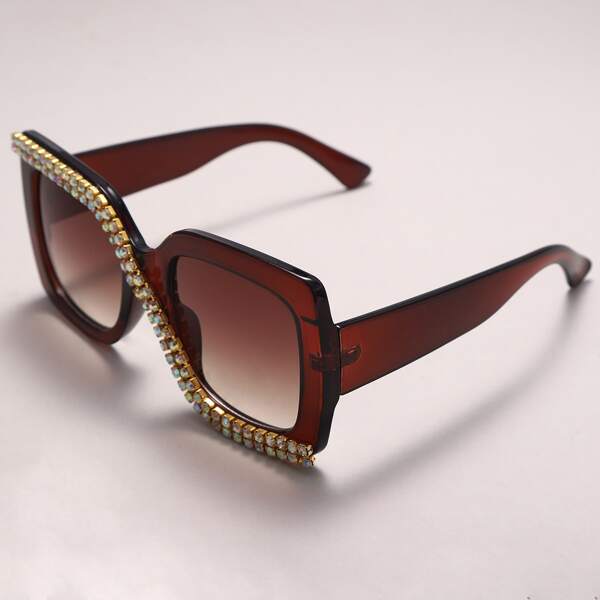 

Rhinestone Decor Sunglasses, Brown