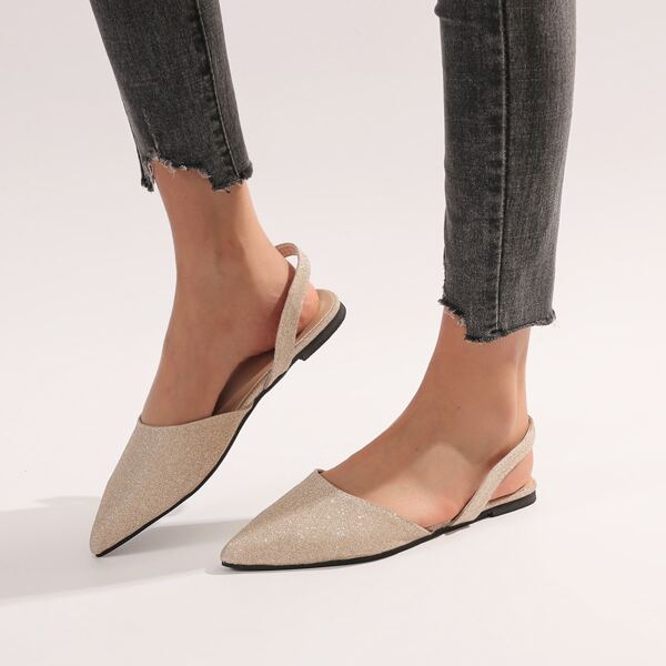 

Minimalist Point Toe Slingback Flats, Gold