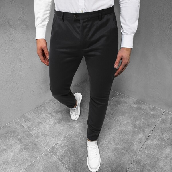 

Men Solid Slant Pocket Pants, Black