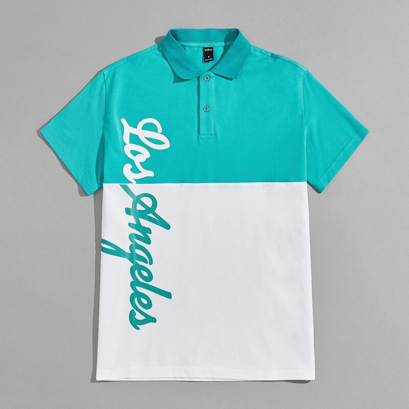 

Guys Color Block Letter Graphic Polo Shirt, Multicolor