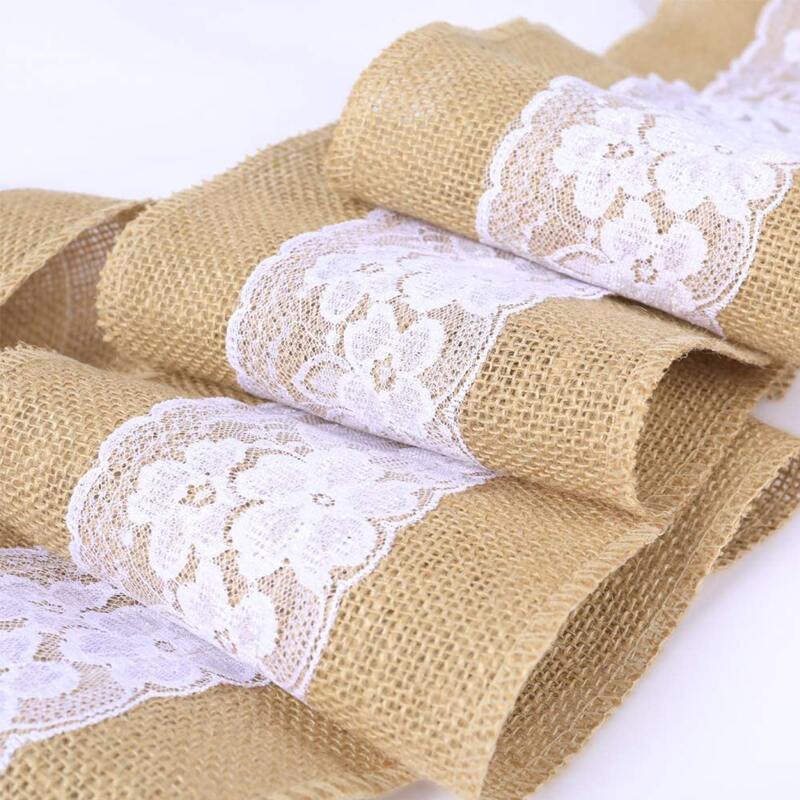 

1pc Lace Burlap Ribbon, Khaki