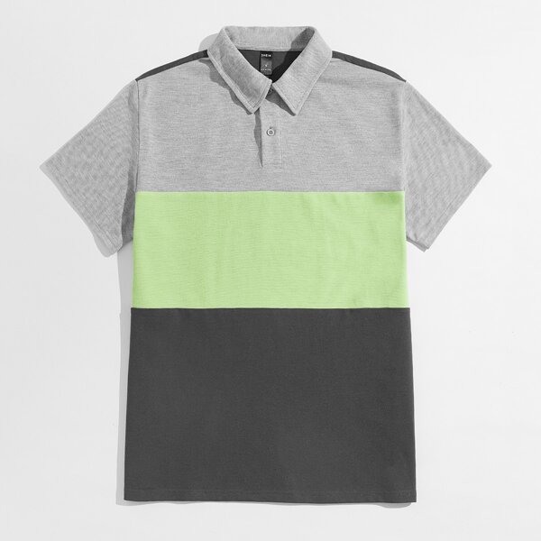 

Men Color Block Polo Shirt, Grey