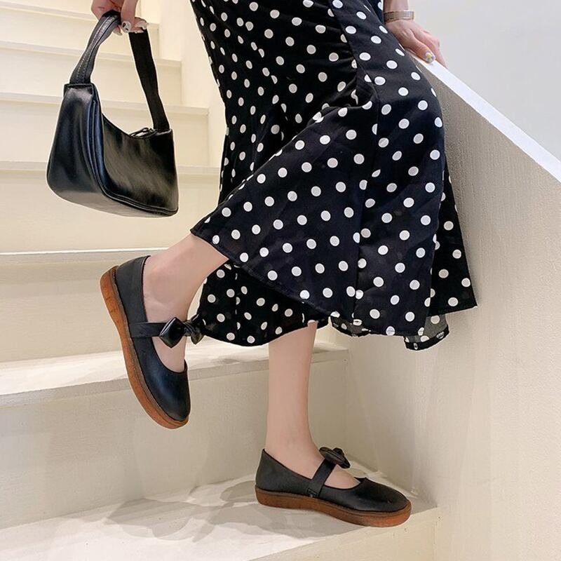 

Bow Decor Mary Jane Shoes, Black