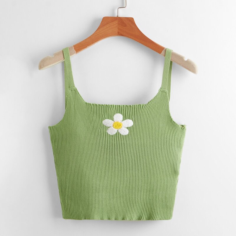 

Floral Graphic Knit Top, Lime green