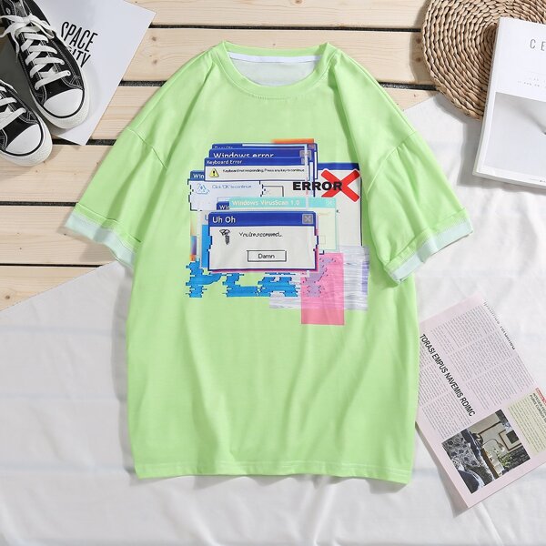 

Men Letter Graphic Tee, Green