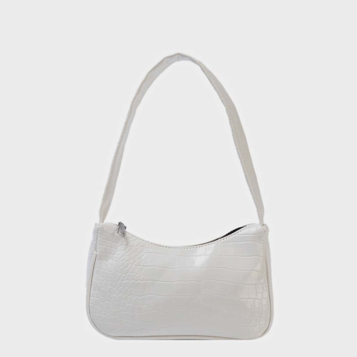 

Cartoon Embossed Baguette Bag, White