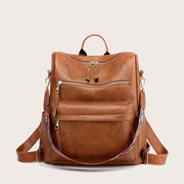 

Pocket Front Backpack, Brown