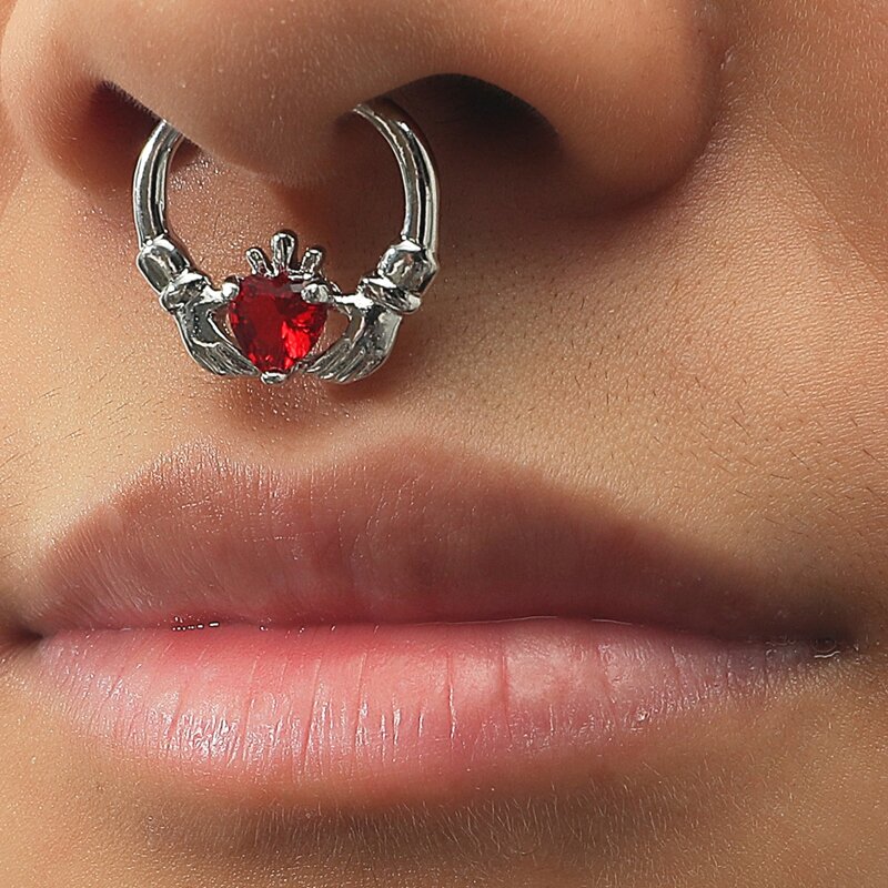

1pc Rhinestone Nose Ring, Silver