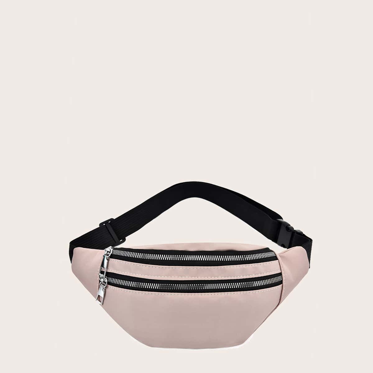 

Solid Zip Fanny Pack, Dusty pink