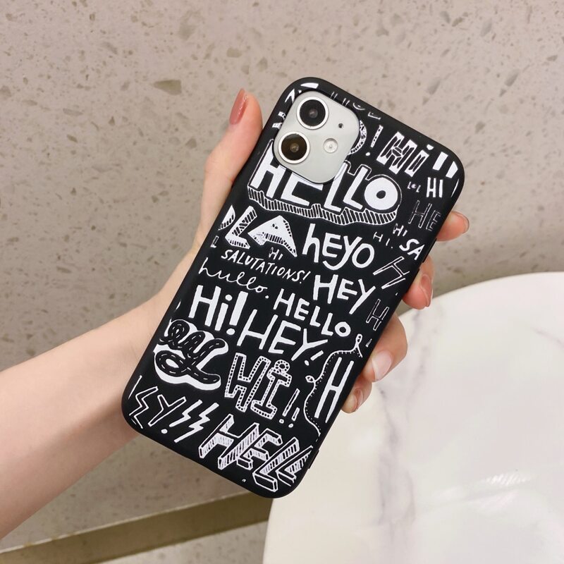 

Letter Graphic Phone Case, Black and white