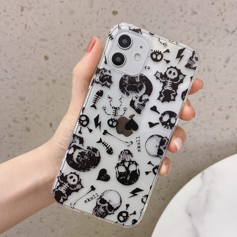 

Skeleton Pattern Phone Case, Black and white