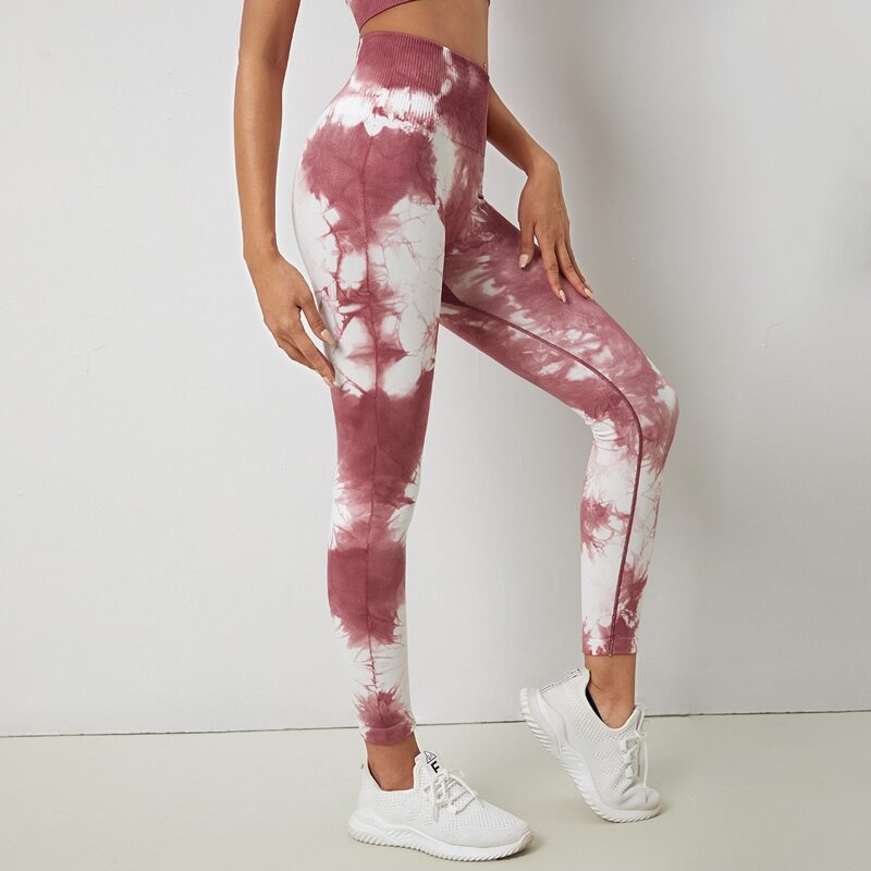 

High Stretch Seamless Tie Dye Sports Leggings, Multicolor