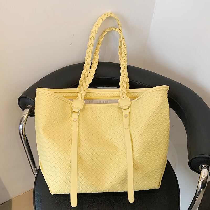 

Braided Handle Tote Bag, Yellow