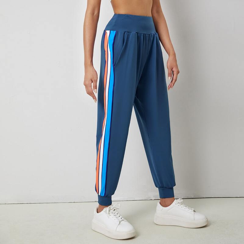

Side Striped Sports Pants, Dusty blue